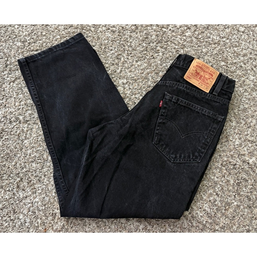 Levi's 550 Relaxed Fit Jeans Black Denim Mexico Measure 30x27 Tagged 34x30